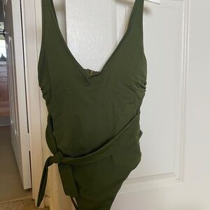 Olive Green One-Piece Bathing Suit Size Medium